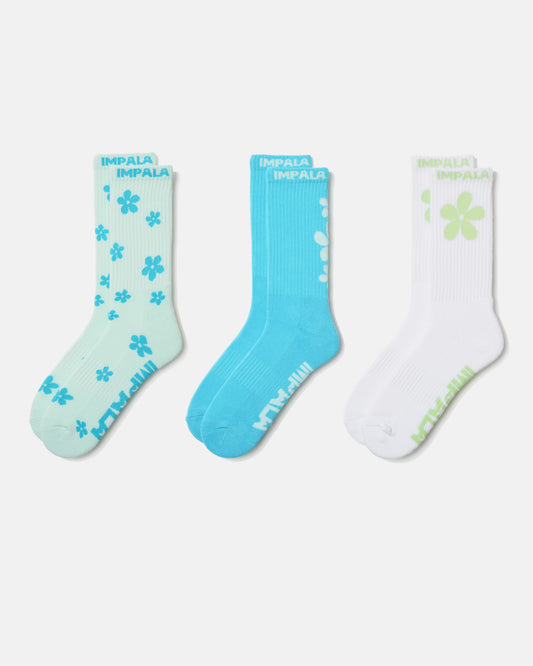 Impala Skate Sock 3pk - Ditsy Blue