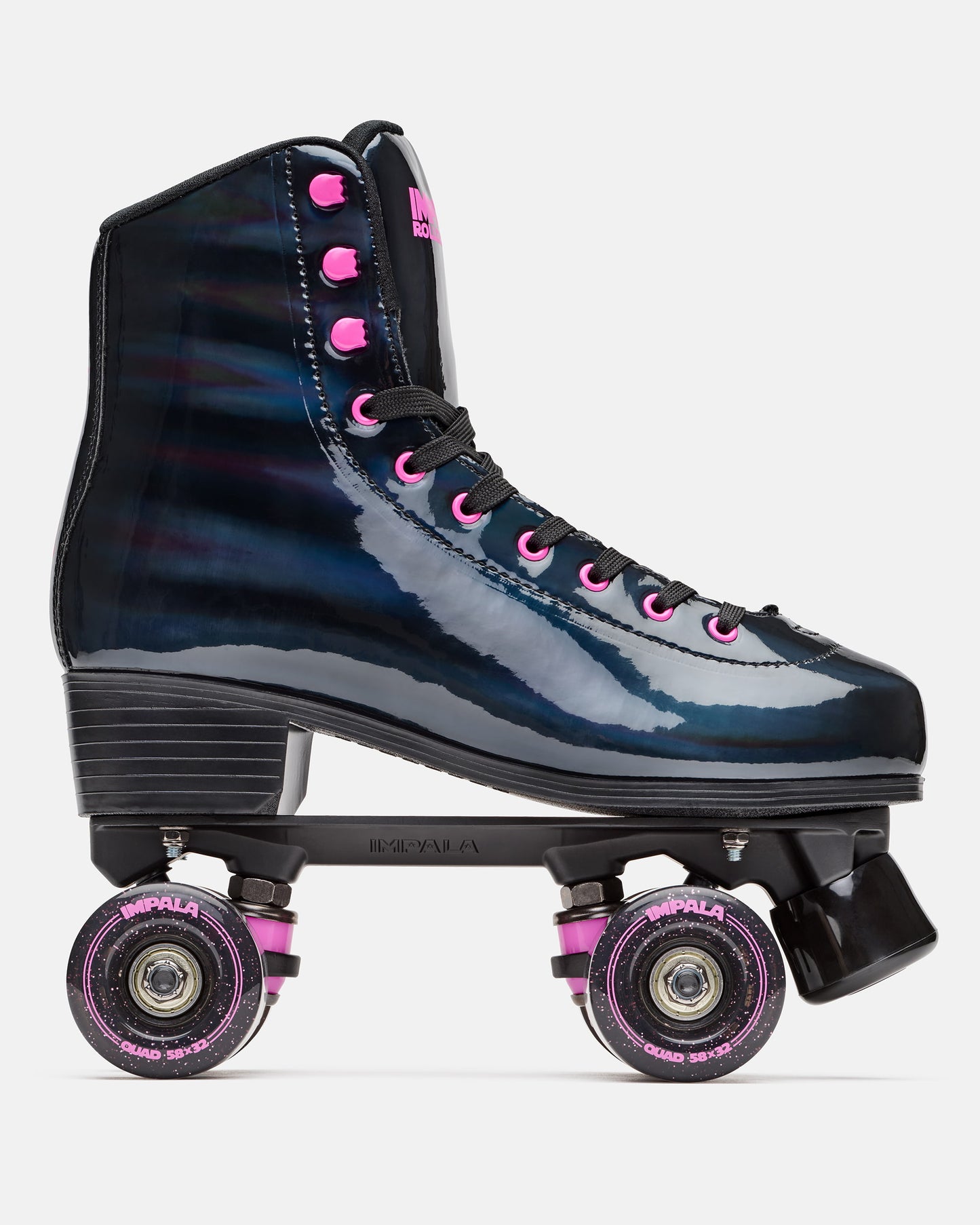 Zwarte Holo Quad Skate + GRATIS blauwe lichtgevende wielen