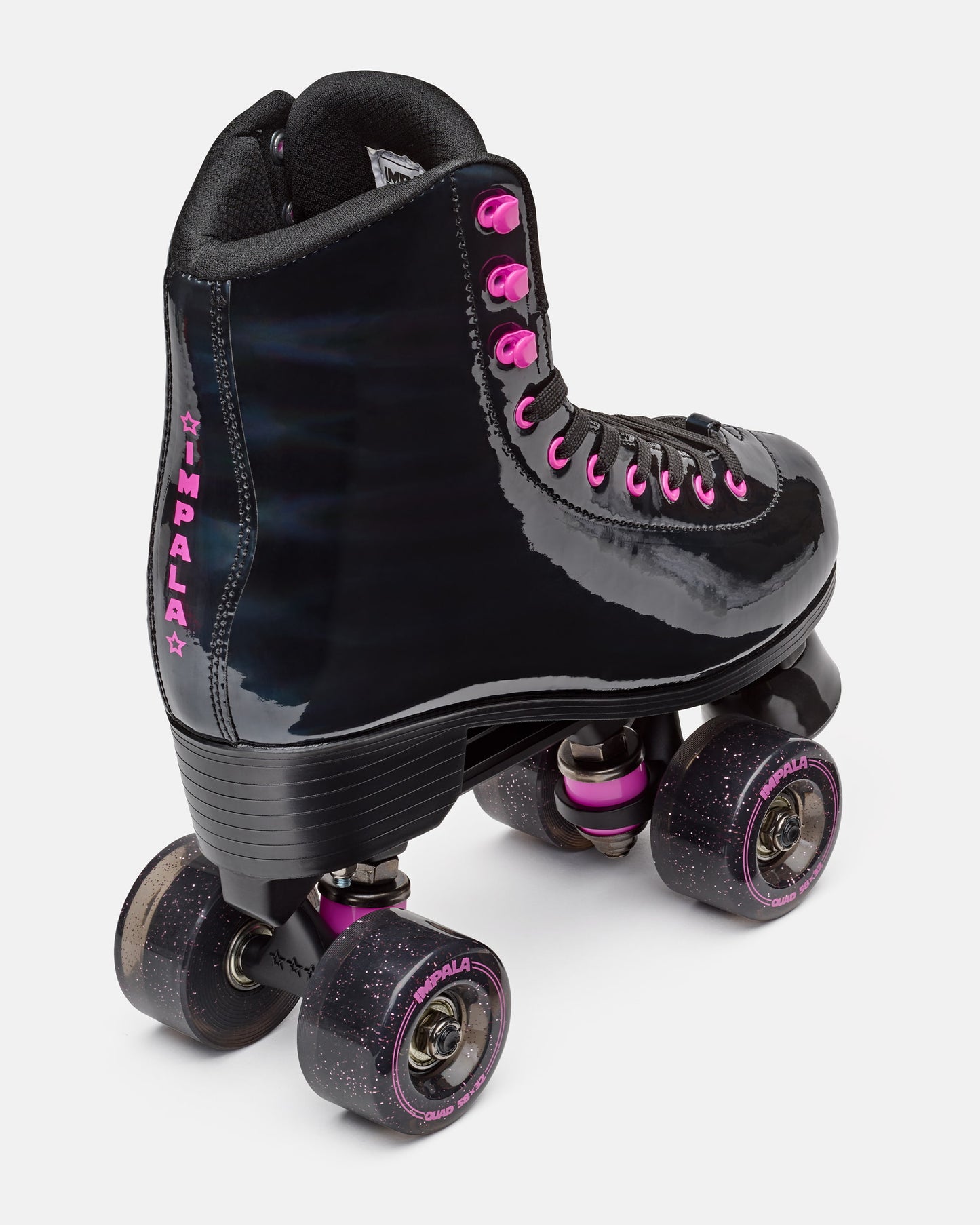 Zwarte Holo Quad Skate + GRATIS blauwe lichtgevende wielen