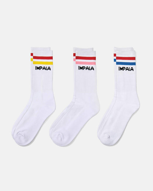 Impala Socks Impala Stripe Sock 3 Pack in White